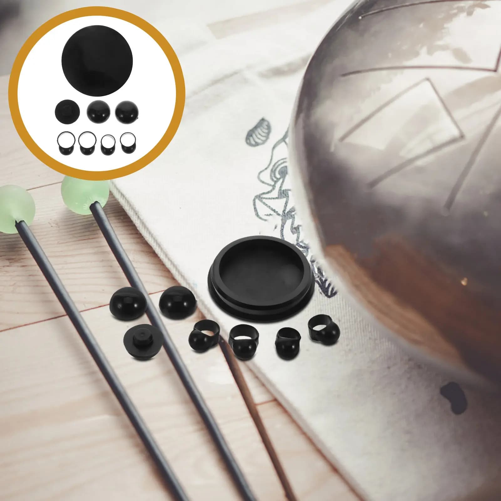 1Set Ethereal Drum Silicone Support Set Noise Reduction Cover Finger Sleeves Foot Pads Stable Playing Experience Drum Practice