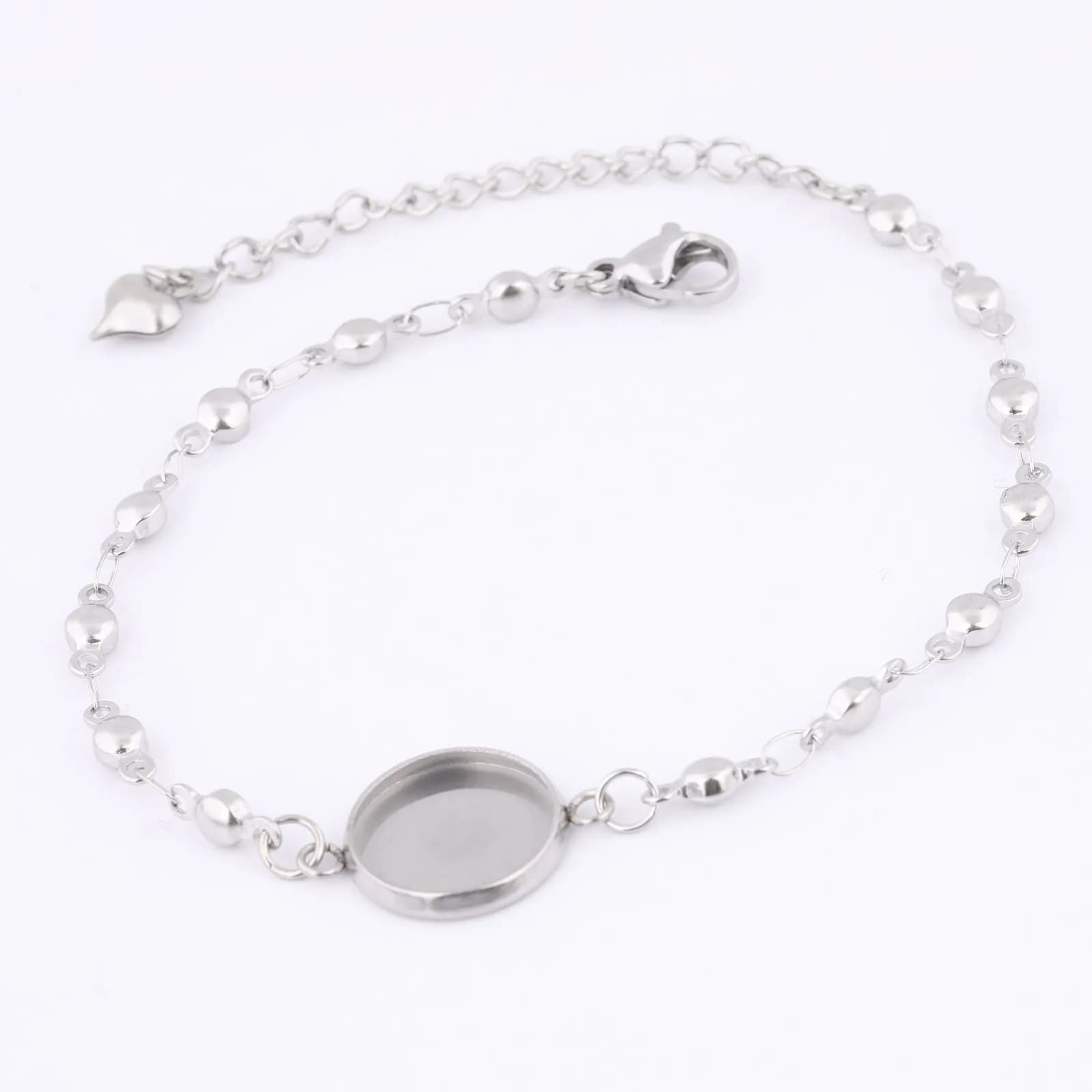 5 pezzi di base per bracciale a catena con perline in acciaio inossidabile, adatti per braccialetti cabochon da 12 mm, impostazioni della lunetta, risultati di gioielli fai da te
