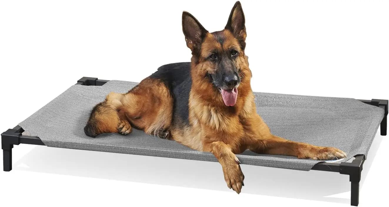 Cuccia Rinfrescante Rialzata per Cani per Gabbia da 48 Pollici, Facile da Montare, Grigio Acciaio - Ideale per Animali Anziani