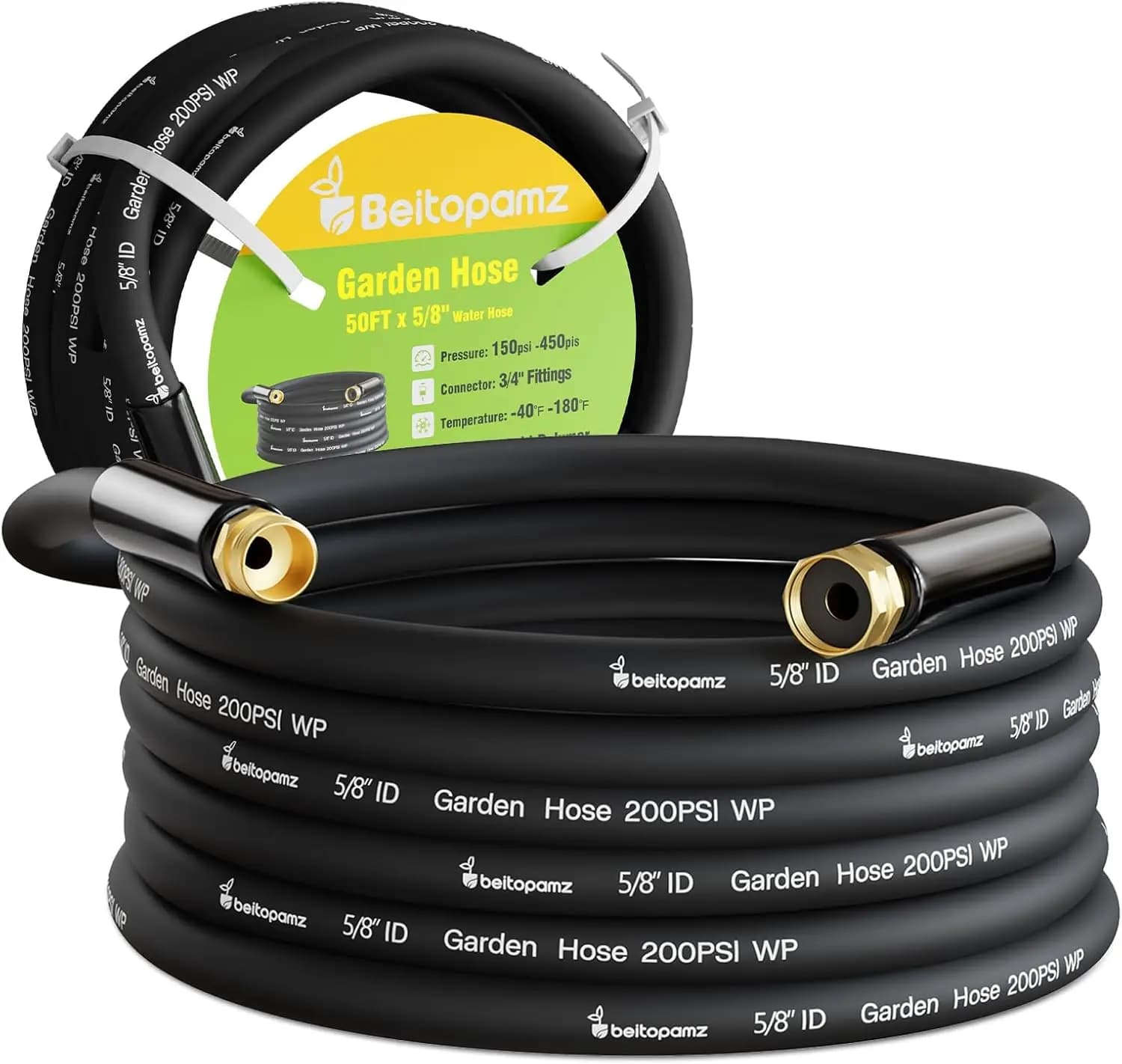 Tubo da Giardino 15 m x 1,6 cm, Tubo per Acqua Resistente, Flessibile e Durevole in Gomma Ibrida con Raccordi in Ottone, Anti-perdita per Prato e Giardino
