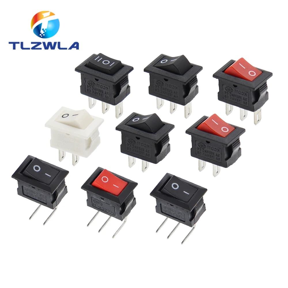 5/10PCS KCD11 Interruttore A Bilanciere 10*15mm Mini Interruttore A Pulsante ON-OFF/ON-OFF-ON 2 Pin/3 Pin 3A 250VAC/6A 125VAC 10x15mm
