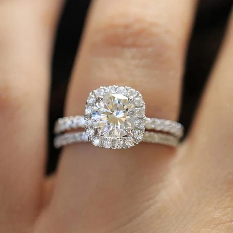 Spring Hot Selling Silver Plated Rings Set For Women Cubic Zirconia Jewelry Wedding Engagement Ring Wholesale Size 5-11