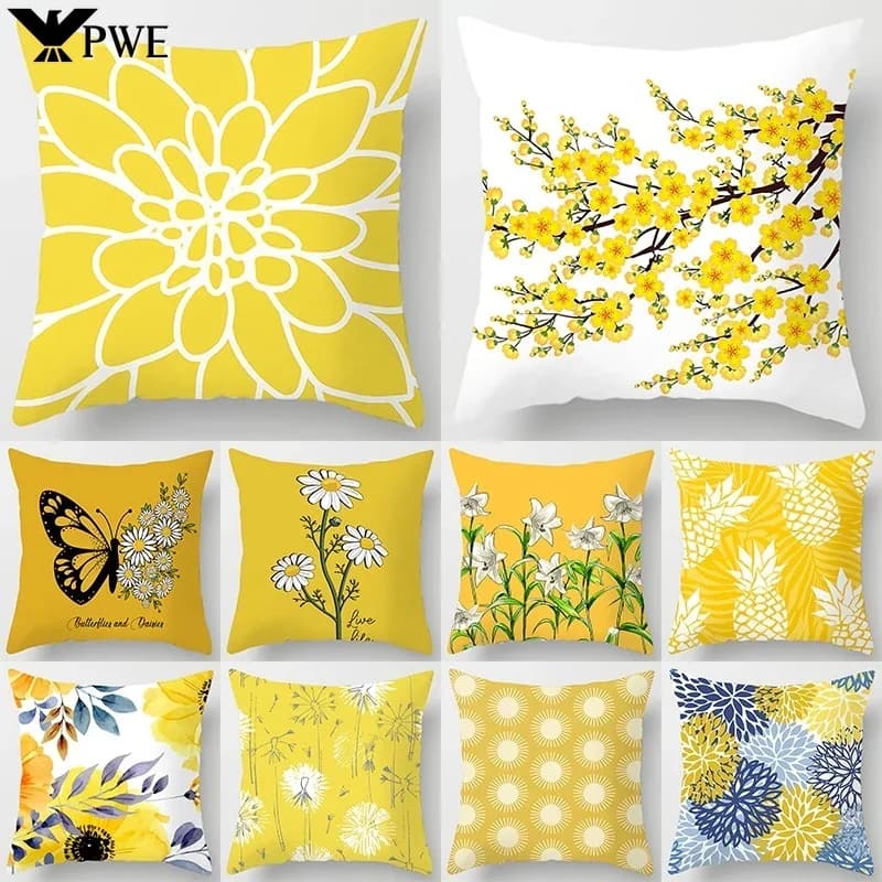 Moderno semplice fiore giallo federa casa divano federa cuscino lombare cuscino lombare