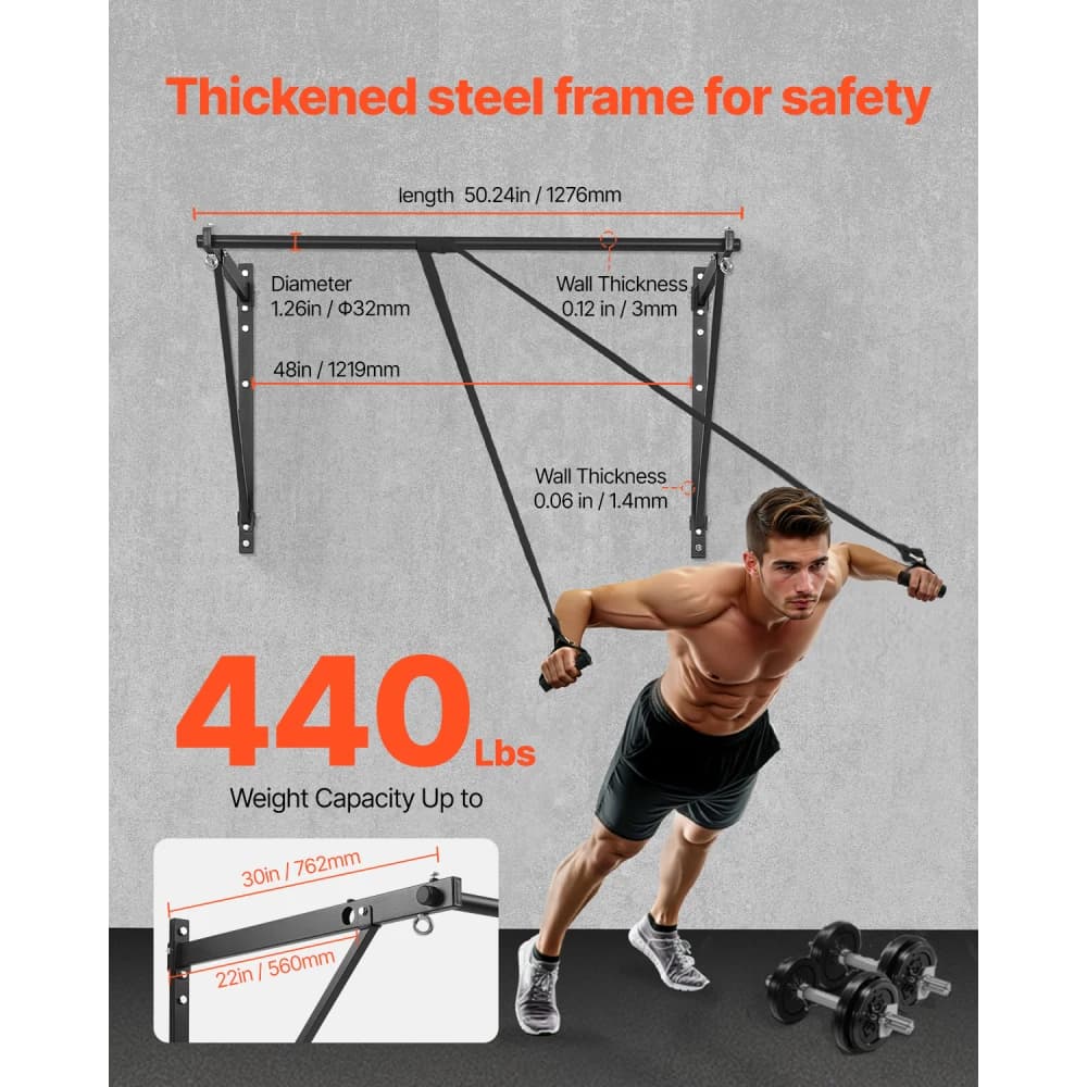 Ye Wall Mounted Heavy Duty Pull Up Bar - Adjustable Depth for Home Gym