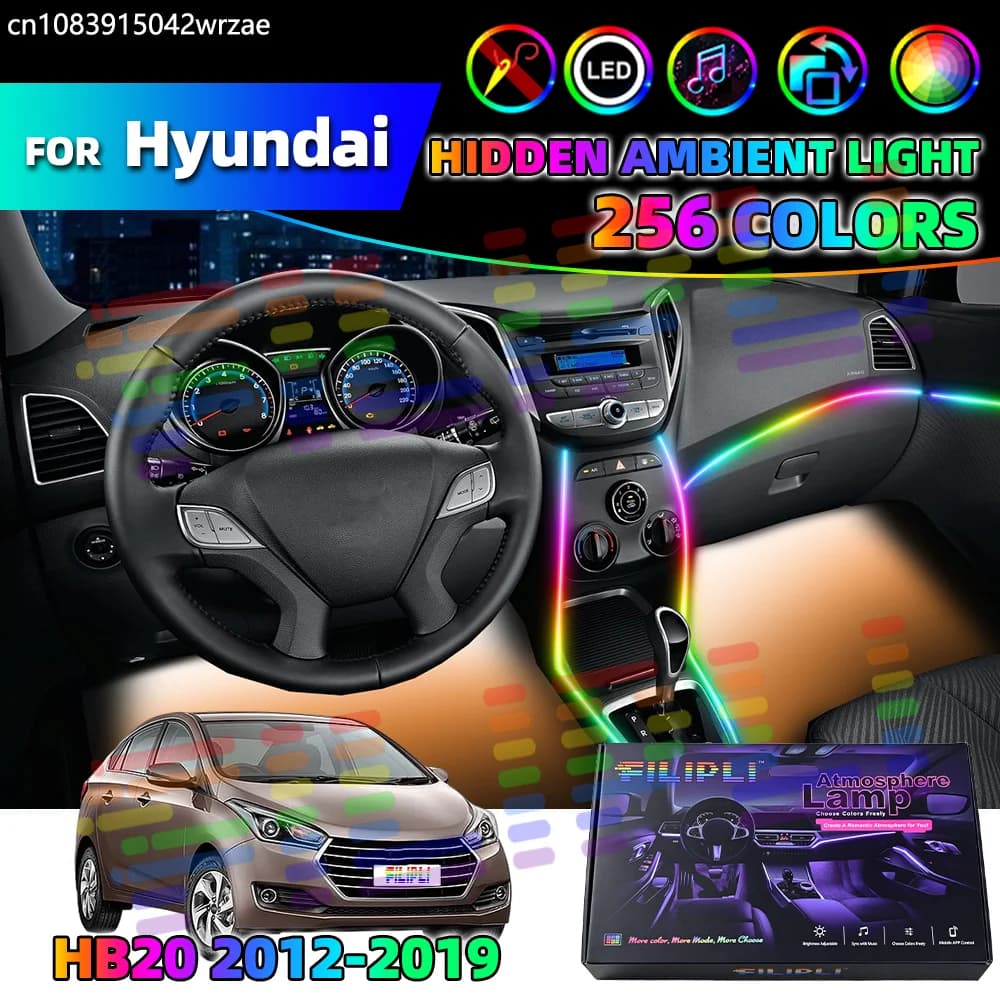 Per Hyundai HB20 2012-2019 2013 2014 2015 2016 2017 Lampade Ambientali LED in Acrilico per Auto Strisce Luminose Colorate per Interni