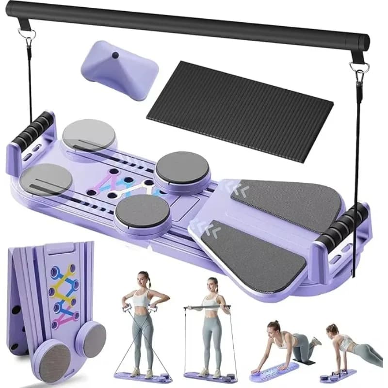 YTYIN Pilates Set Multifunctional Reform Card 15 in 1, Foldable Training Table with ABS Soul, Set of shelves