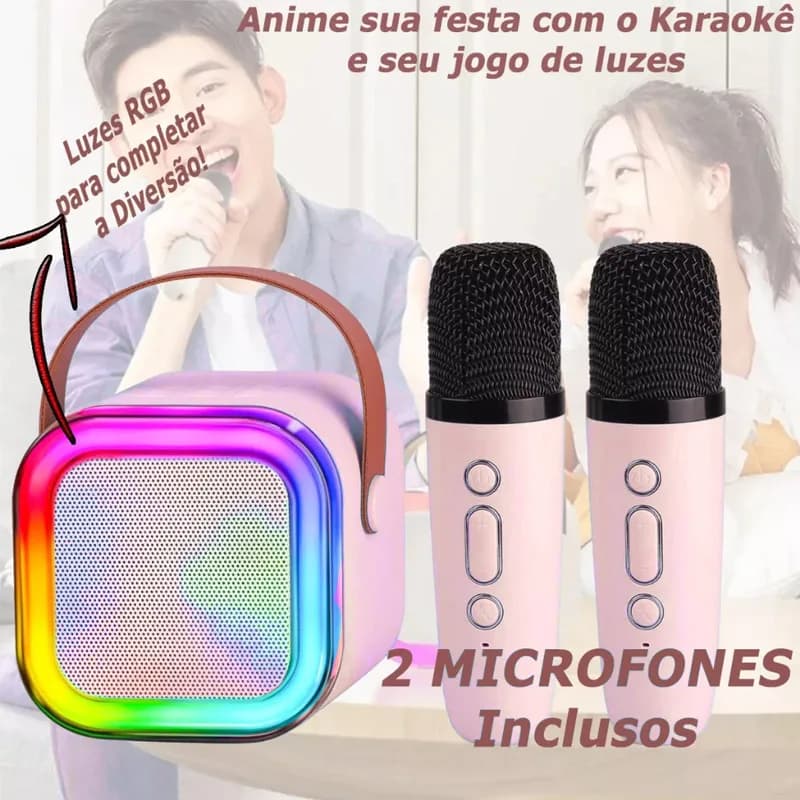 Altoparlante Bluetooth Wireless K12 Multifunzione con 2 Microfoni, Lettore Musicale Portatile RGB, Macchina per Karaoke per Bambini, Regalo per la Casa