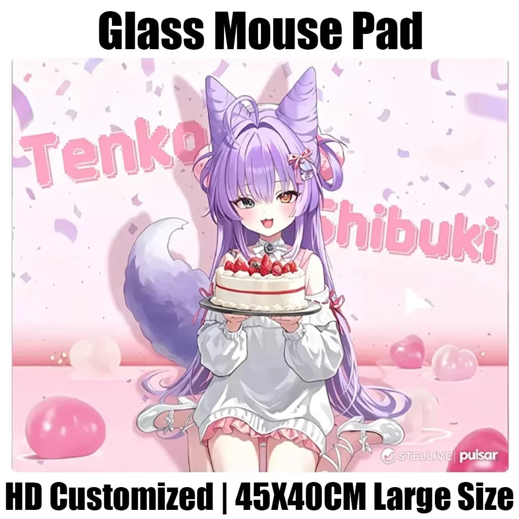Japanese Anime Tenko Shibuki Glass Mouse Pad Gaming Reproduced Upgrade Coated Smooth Surface Custom Gamer FPS Gaming Desk Mat
