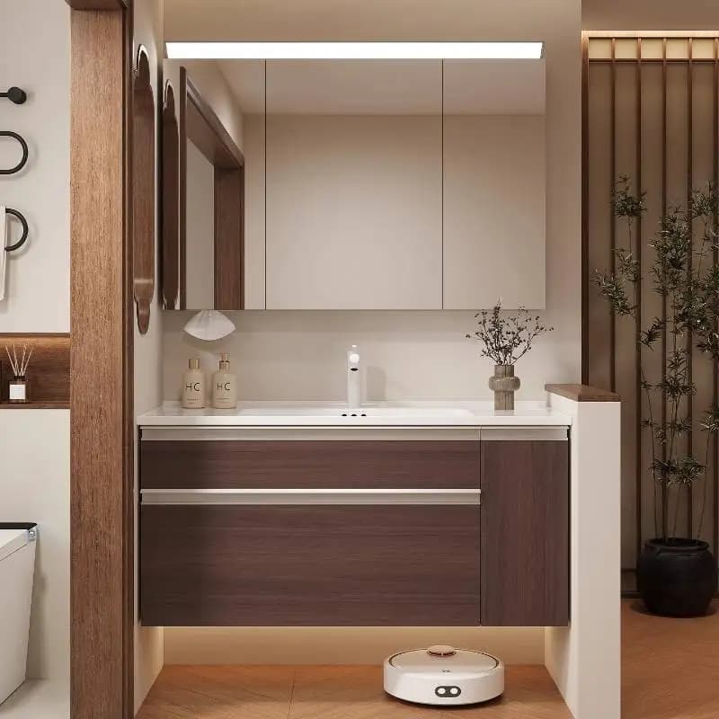 Mobiletto da Bagno con Specchio Integrato, Organizer per Vanity, Piccolo Armadietto Contenitore per Bagno, Mobiletto Sottolavabo, Armoire De Rangement