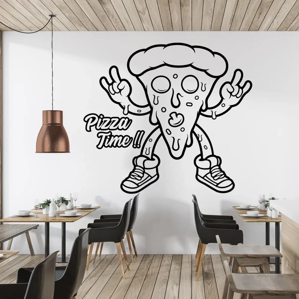 Pizza Adesivo da parete Pizzeria Pizza Adesivo da parete Amante degli alimenti Decalcomania Vlinyl Lettera Decorazione per finestra Adesivo Amante della pizza Decorazione da parete A403