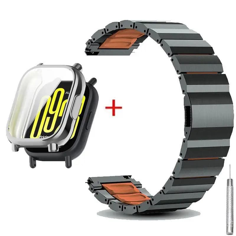 Cinturino in Metallo + Custodia per PC per Redmi Watch 6/5/4 3Active 5Active 3Lite 3Active, per Xiaomi Mi Band 9 Pro 8 Pro, Cinturino Sostituibile