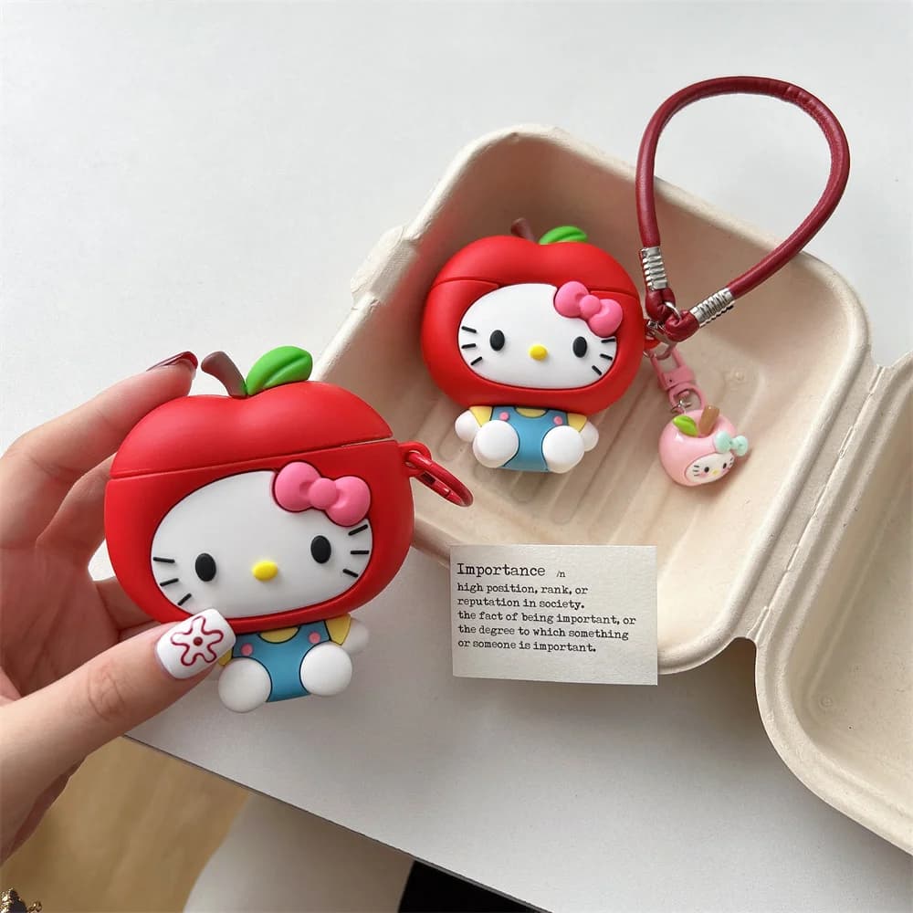 Hello Kitty Silicone Earphone Case for AirPods Pro 2 3 4 Wireless Bluetooth Headphone Protective Case for AirPods 4th Pro3