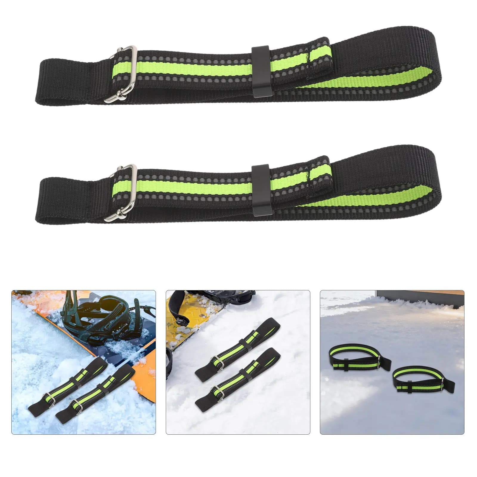 Ski Binding Brake Retainer Bands 4 Pack Adjustable Securing Straps with Buckles Ski Snowboard Accessories