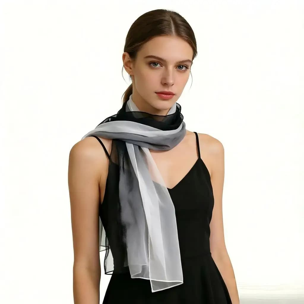 Donne di estate Bianco Nero Serie Sottile Morbido Chiffon Spiaggia di Seta Georgette Sciarpa Scialli 160 cm Lunghi Avvolge Spiaggia Protezione Solare Hijab