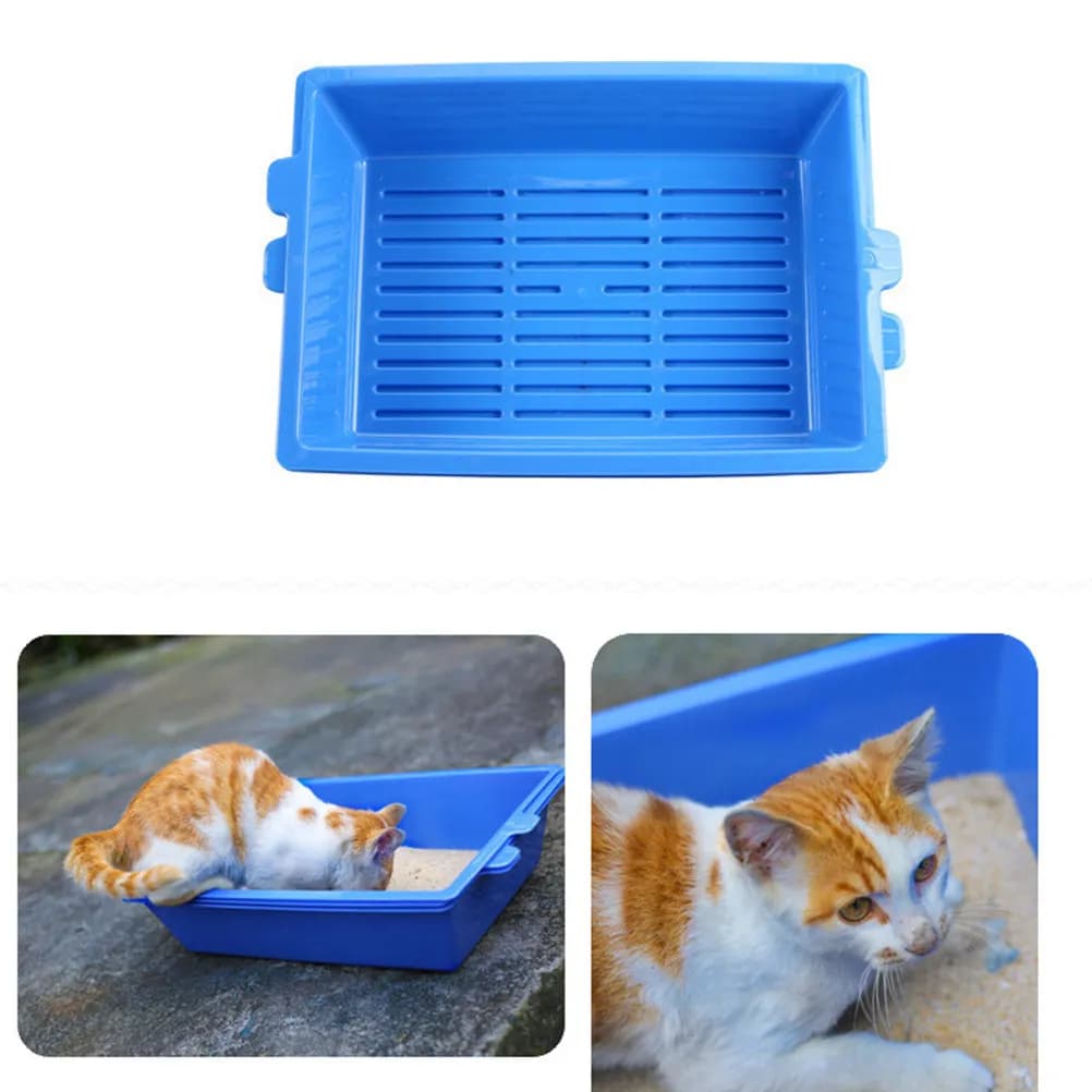 1Pcs Cat Litter Box Plastic Cat Toilet Basin with Spill Prevention Strong Material for Potty Training and Home