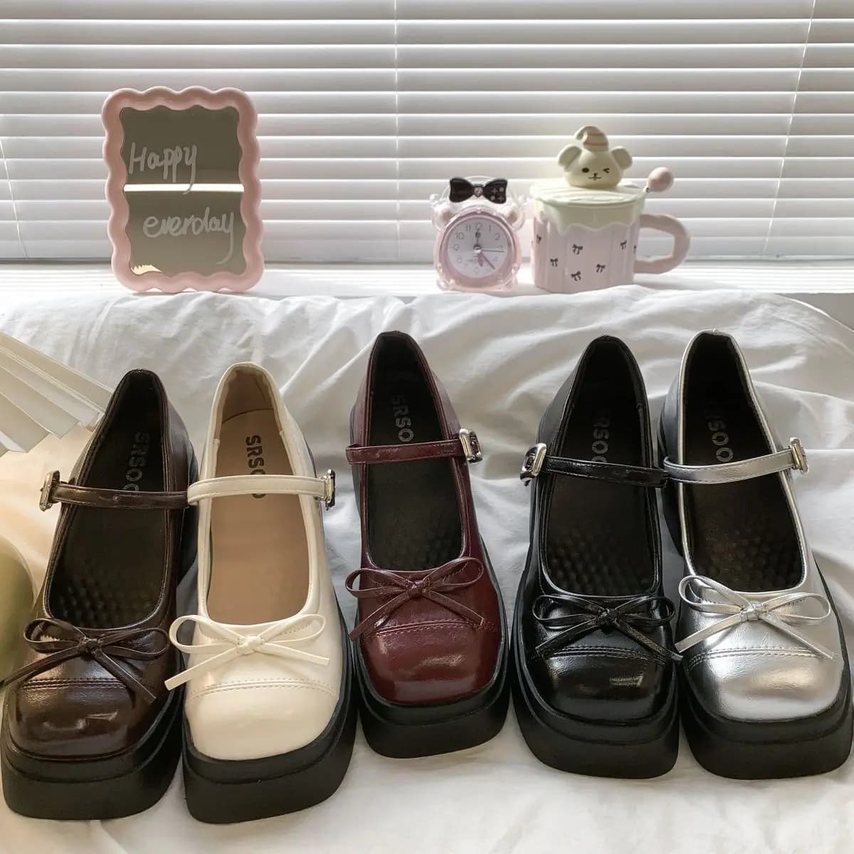 Scarpe Mary Jane da Donna 2026 con Plateau e Tacco Alto, Eleganti Scarpe da Esterno Primaverili e Autunnali in Pelle
