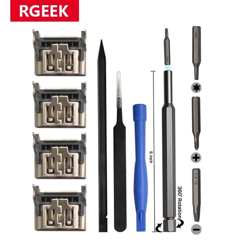 RGEEK Porta HDMI sostitutiva per Sony Playstation 5 PS5 Display Socket Interfaccia Jack Connettore Kit di accessori per la manutenzione