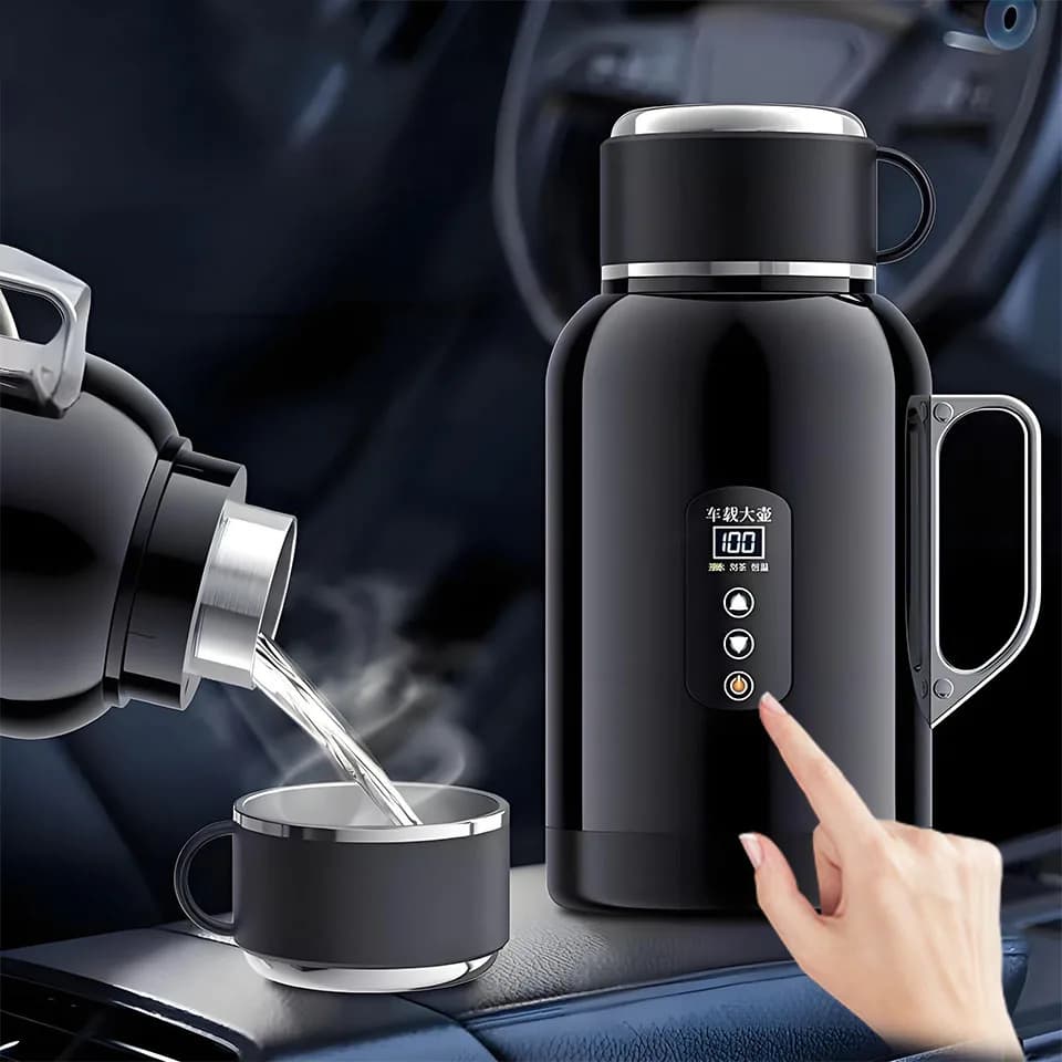 Car Kettle Electric Heating Kettle 1500ml Rapid Boiling 304 Stainless Suitable For Camping and Tourism Car Accessories