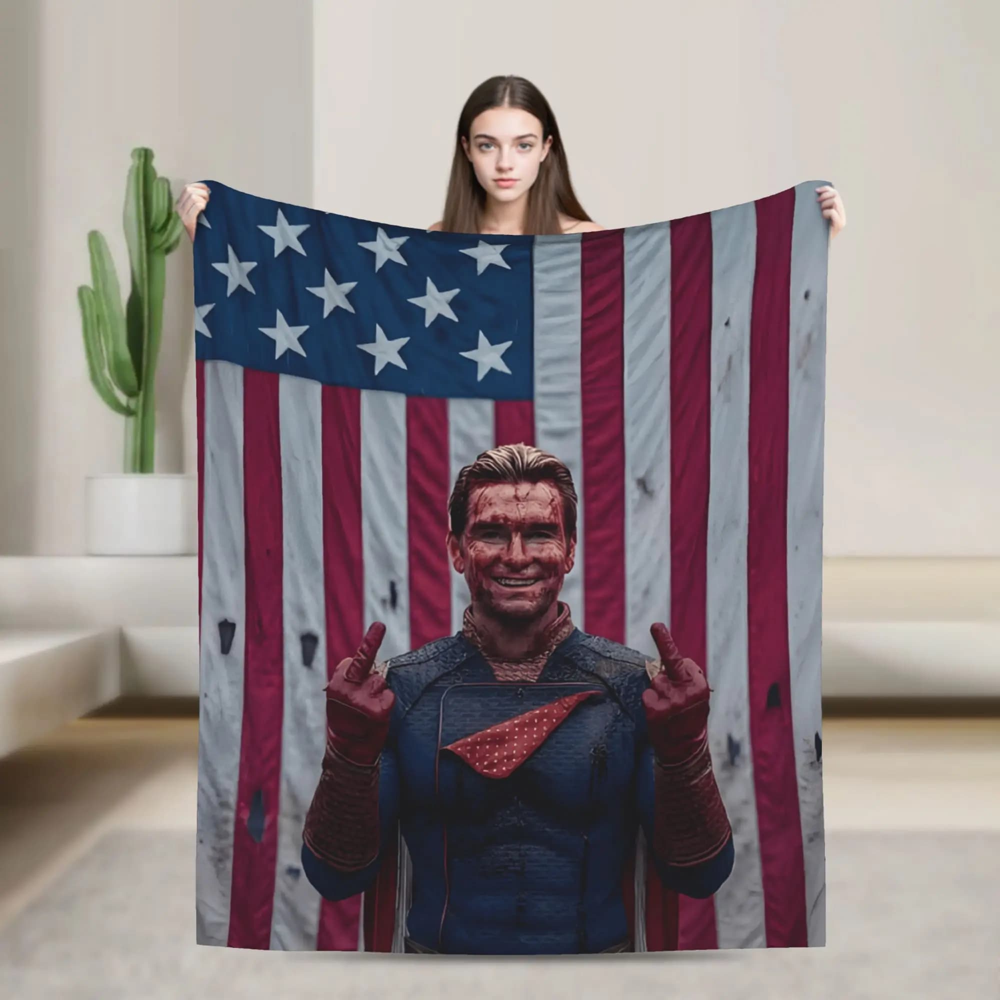 Homelander Flannel Blanket Spring The Boys TV Soft Throw Blanket for Girls Boys Home Decor Fluffy Bedspread Sofa Bed Cover