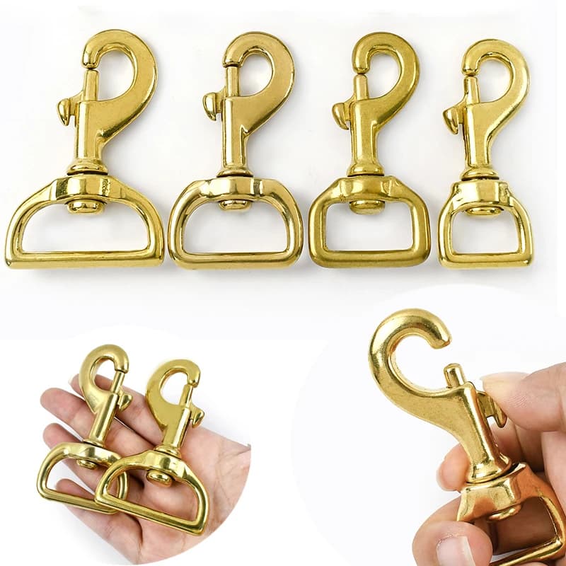 1-5 pz 12-38mm in ottone massiccio gancio fibbia girevole chiusura a moschettone borse cinghia connettore moschettoni collare per cani portachiavi borsa accessori