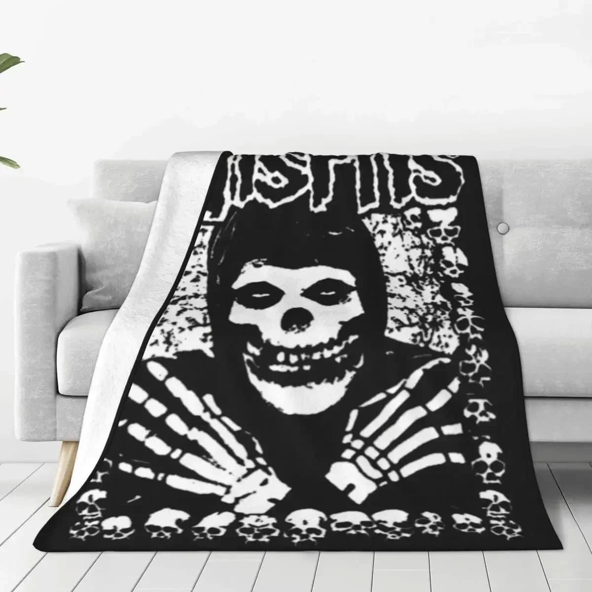Misfits Rock Band Knitted Blanket Flannel Throw Blanket Bedroom Sofa Printed Lightweight Bedspreads
