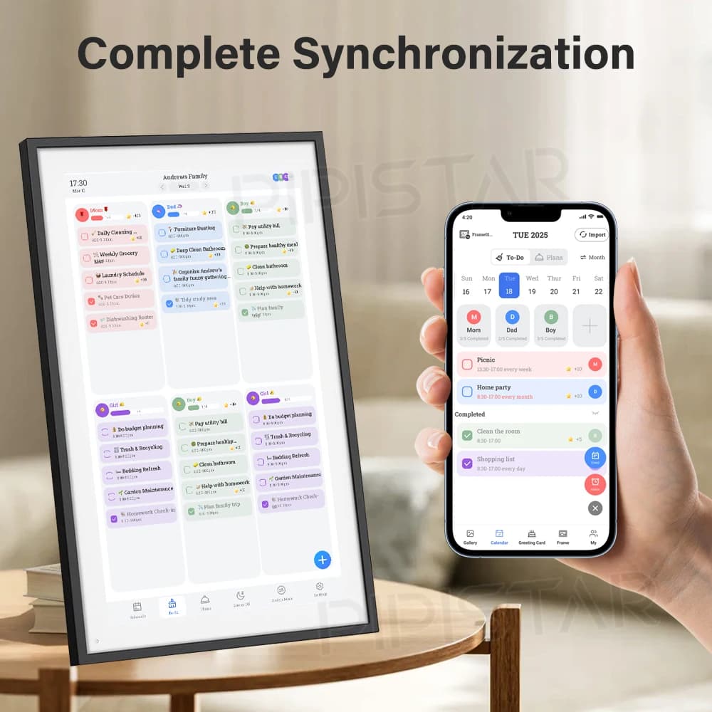 Calendario intelligente WiFi da 15,6 pollici, assistente domestico, pianificatore di appuntamenti, lista delle cose da fare, pianificatore di budget, display touch screen ad alta definizione
