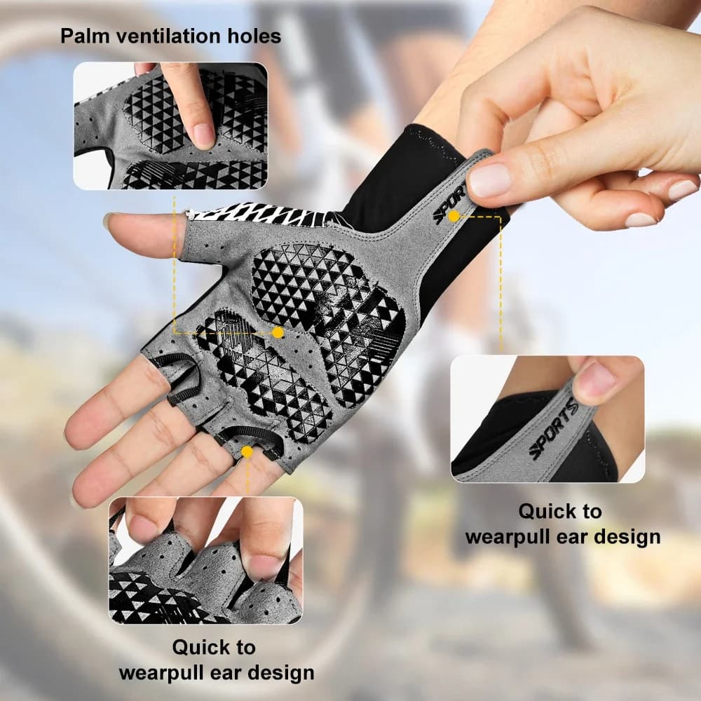 Padded weight lifting gloves - Breathable gym and cycling training gloves - Non-slip grip and palm protection - Man and woman