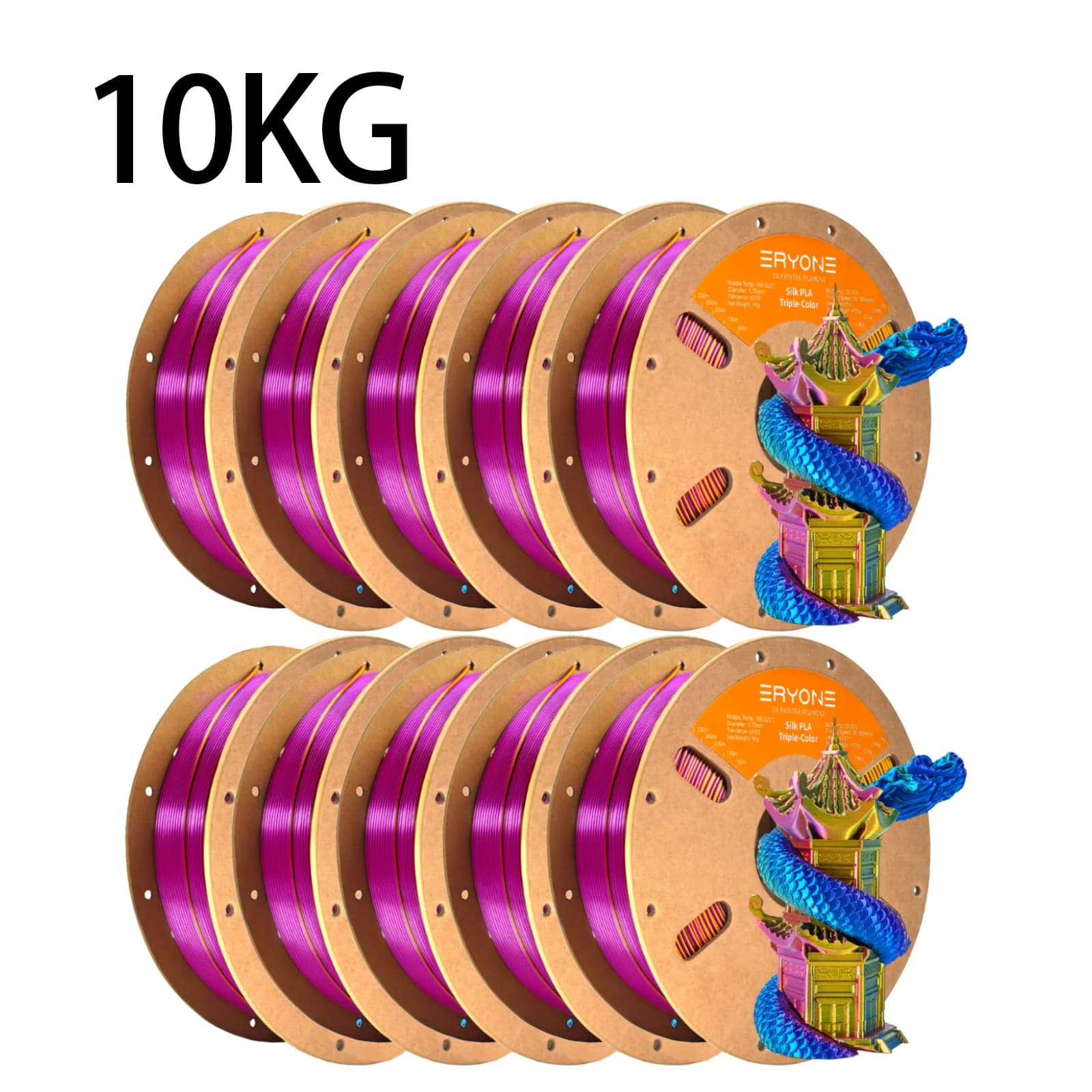 ERYONE 1/3/5KG Triple Color Silk Premium Filament 3D Printing Large Sale, Multicolor Available, Triple Color Silk Filament 1 kg
