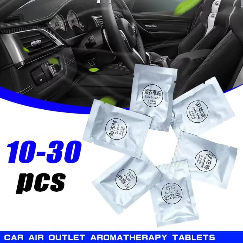 10-30pcs Auto Deodorante Sostituzione Tablet Sapore Supplemento Fragranza Solida Profumo Pad Ricarica di Profumo Per Air Vent Diffusore