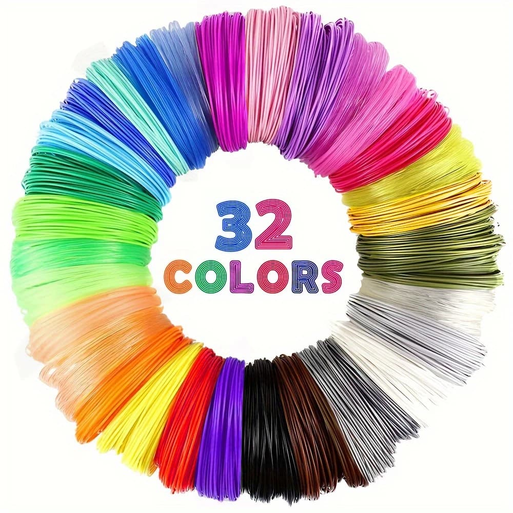 Filament for 32-color PLA 3D pen from 1.75 mm, each color 10 feet (3 m), total 320 feet (96 m) 3D pen filament embroidery, random color