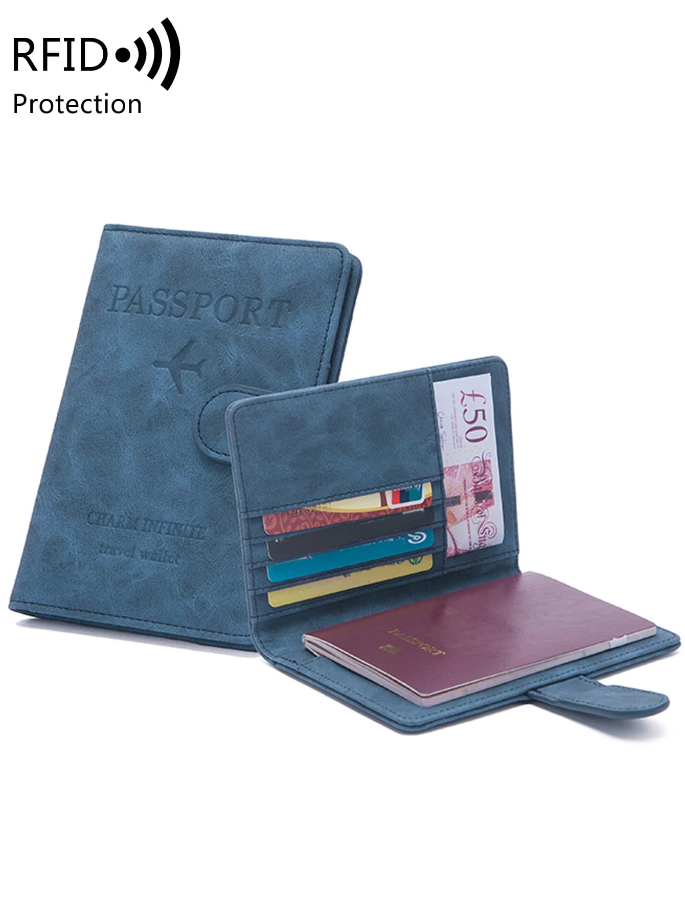 Porta passaporto, custodia protettiva da viaggio con schermatura RFID in pelle avanzata, adatta per passaporti/carte di credito/biglietti aerei,
