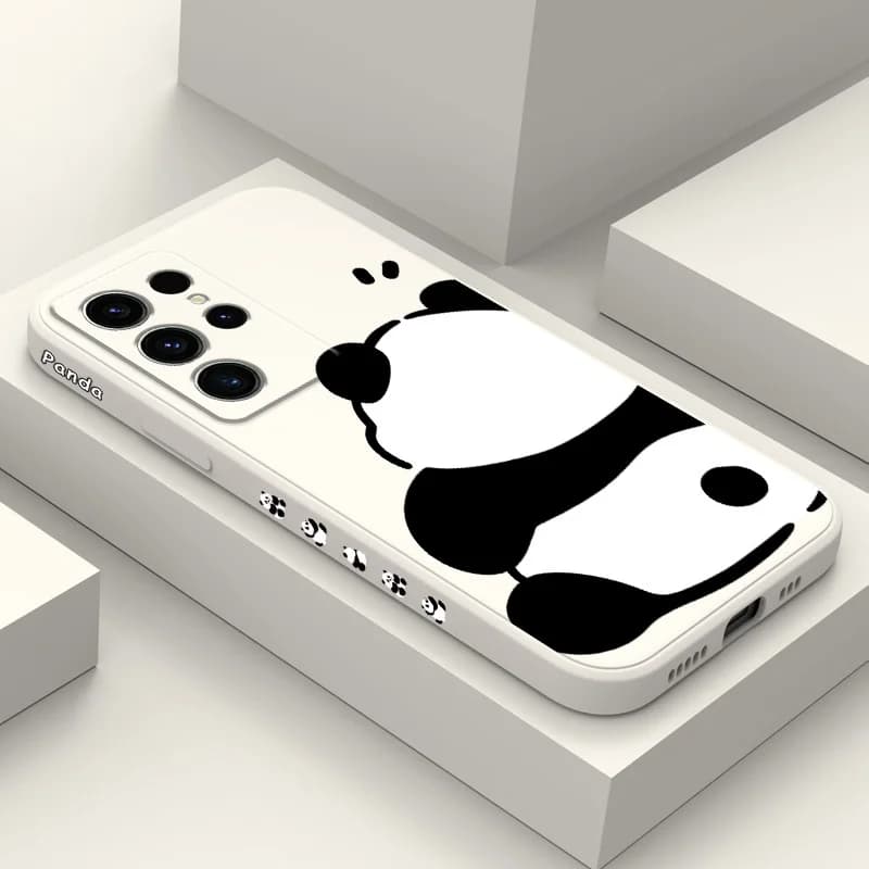 Panda Back Phone Case For Samsung Galaxy S25 FE S24 S23 S22 S21 S20 S10 S10E Ultra Plus FE Note 20 Ultra 10 Plus Cover