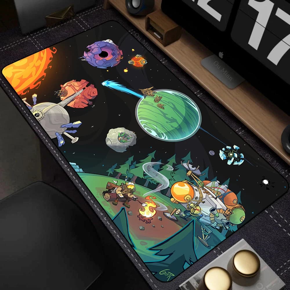 Tappetino per mouse Anime Gamer Outer Wilds Mousepad Laptop Universo Spazio Sistema solare HD Tappetino da scrivania Accessori per giochi per PC Tappetino per tastiera