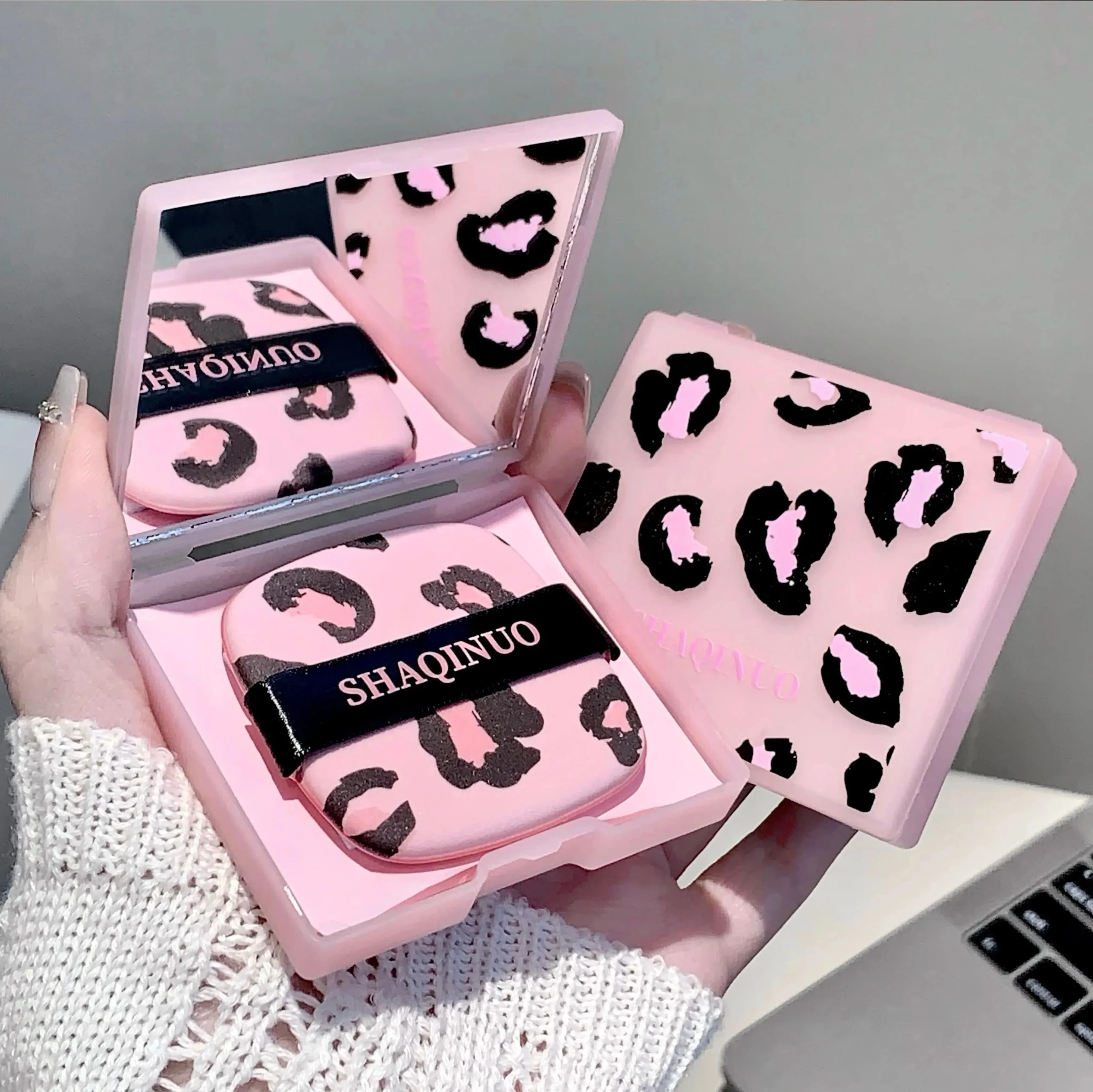 100 Fogli di Carta Assorbente per Olio Facciale con Stampa Leopardata Rosa, 100 Fogli in Scatola Portatile con Specchio, Strumento di Bellezza per la Cura della Pelle