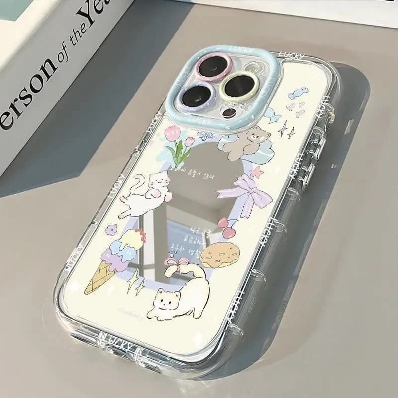 Custodia per telefono a specchio con stelle e caramelle gelato estive per iPhone 17 AIR 16 15 14 13 12 11 PRO MAX PLUS, anti-caduta