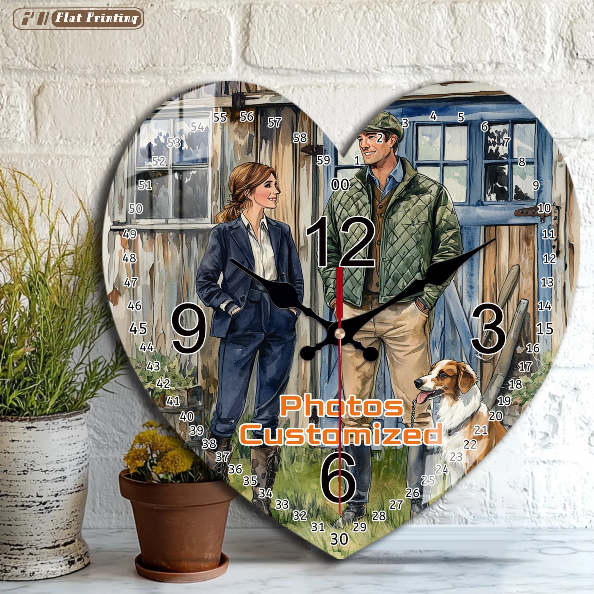 Customizable wooden wall clock, 1 piece, watches with photo for living room, bedroom, office, wedding, Christmas, couples, friends, family