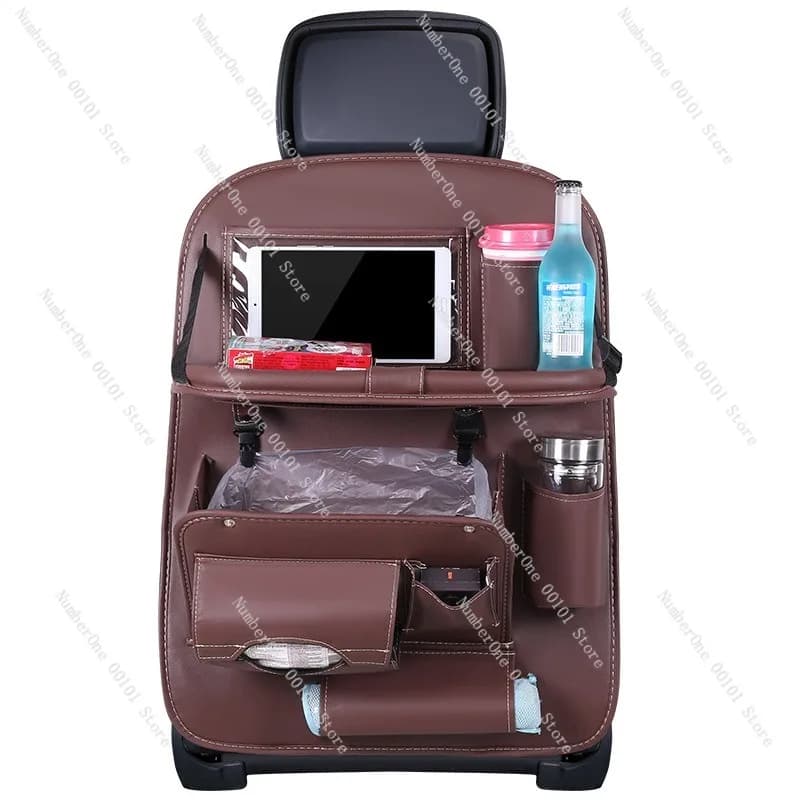 Borsa pieghevole per la conservazione dei rifiuti dell'auto, organizer trasparente per touch screen, borsa per tavolo da pranzo con schienale del sedile, soluzione multitasche per la conservazione dell'auto