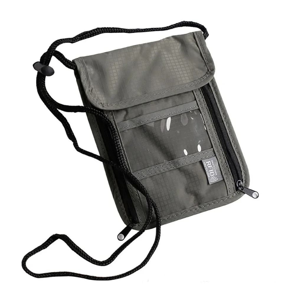 Borsa identificativa per passaporto RFID portatile in nylon Porta carte di credito ID multifunzionale impermeabile Portafoglio da uomo