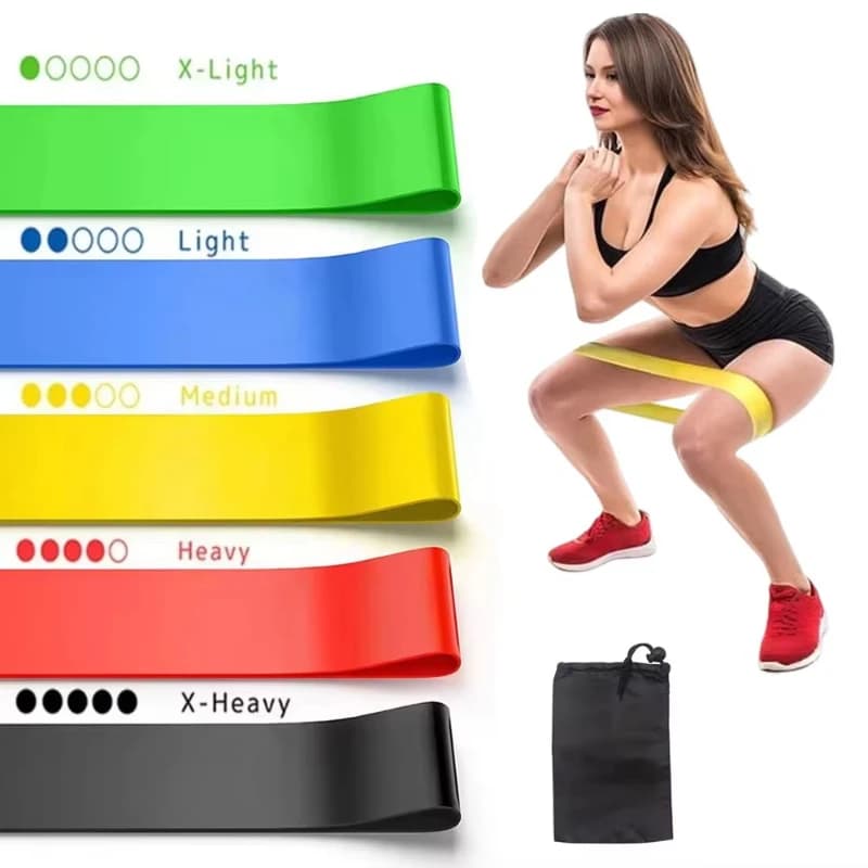 1/2/3/4/5 pieces of elastic bands of resistance. Elastic stages for training for women or men, set of exercises for yoga and pilates.