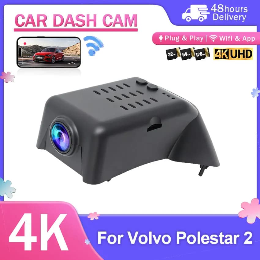 4K 2160P HD Dash Cam Camera Car DVR Video Recorder For Volvo Polestar 2 2020-2026 APP Control Car Driving