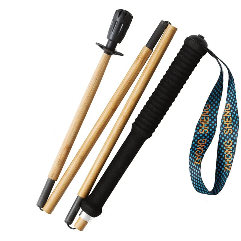 Ultra Light High Modulus Bamboo Skin Carbon Fiber 4 Section Foldable Trekking Poles For Hiking Trail Running Outdoor Climbing