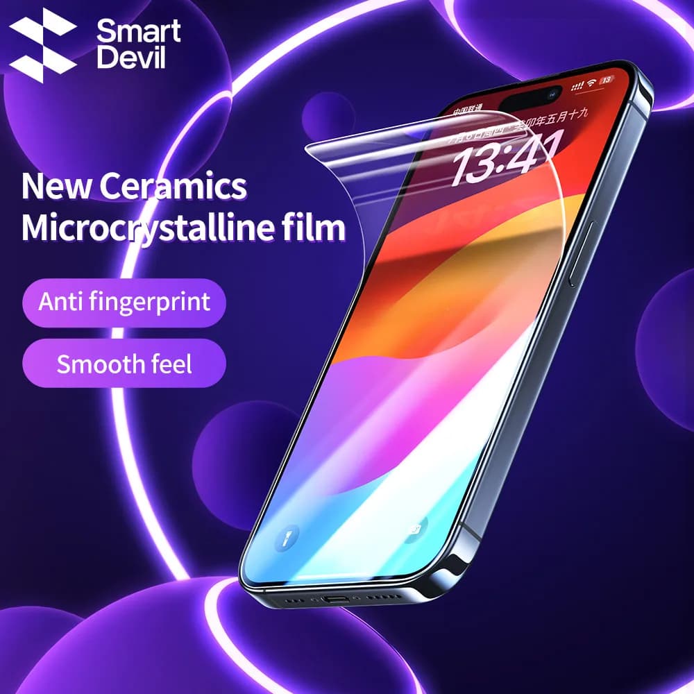 Pellicola microcristallina in ceramica SmartDevil per iPhone 15 Pro Max pellicola salvaschermo per iPhone 15 Pro 15 Full Cover HD Hydrogel Film