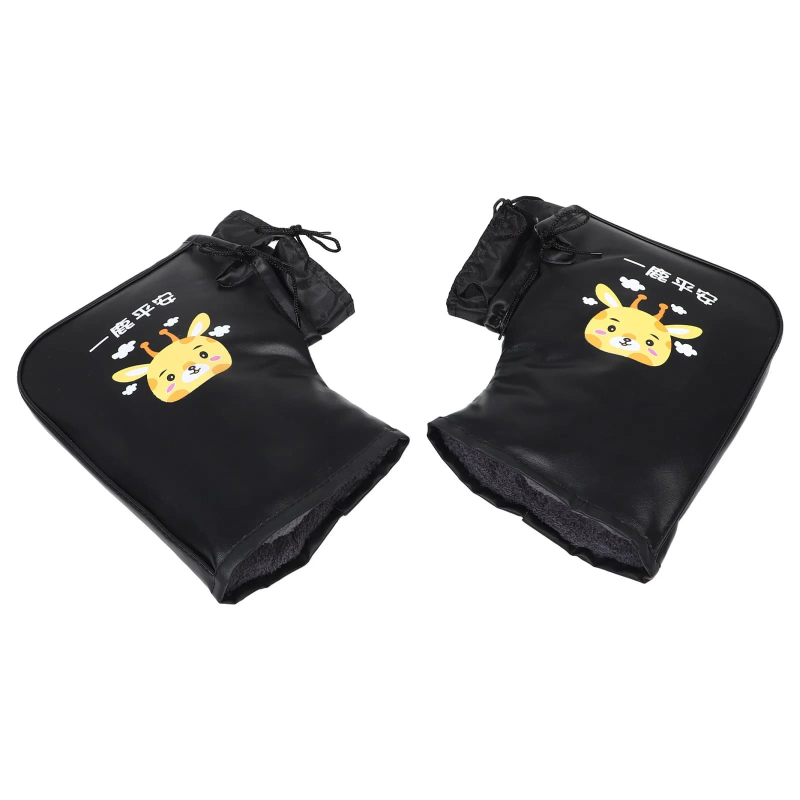1Pair Motorcycle Handlebar Mitts Winter Riding Gloves Windproof Cold Resistant Fleece Interior PU Exterior for Atv Scooter