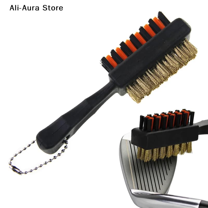1Pcs Golf Club Brush Groove Cleaner Dual Sided Cleaning Tools, Portable Metal Lightweight Nylon Brushes for Golf Balls Shoes