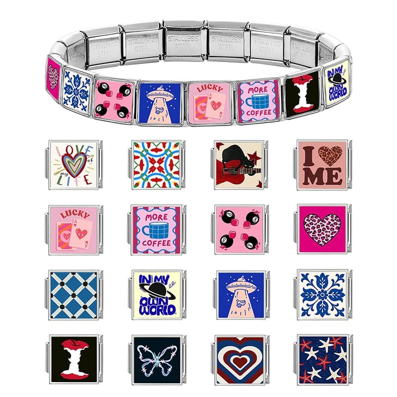New High quality Heart Butterfly Italian Charm Link Fit 9mm Stainless Steel Bracelets Women DIY Making Jewelry Gifts Wholesale
