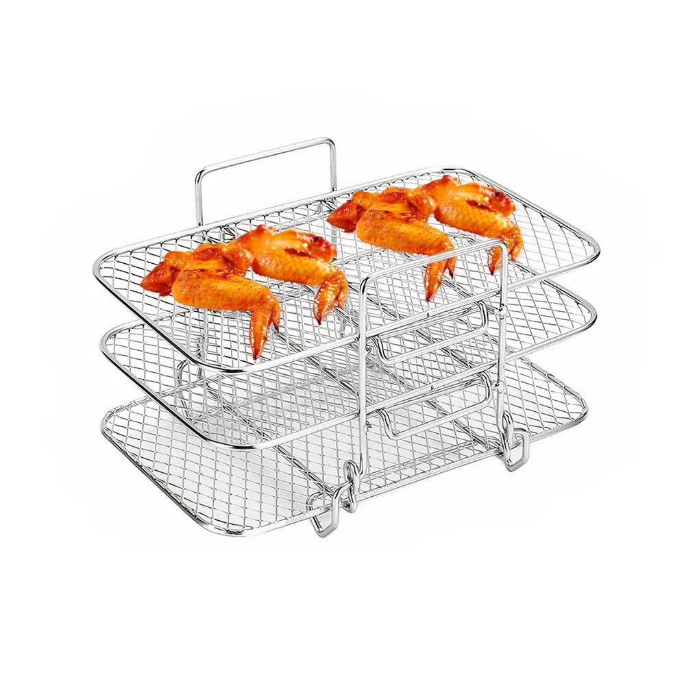 Griglia per Friggitrice ad Aria, Cestello Impilabile a 3 Livelli, Accessorio Multifunzionale per Friggitrice ad Aria