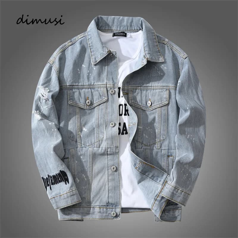 Primavera Autmn giacca di jeans leggera da uomo moda Streetwear cappotti di jeans Hip Hop uomo cotone Retro strappato buco giacche abbigliamento