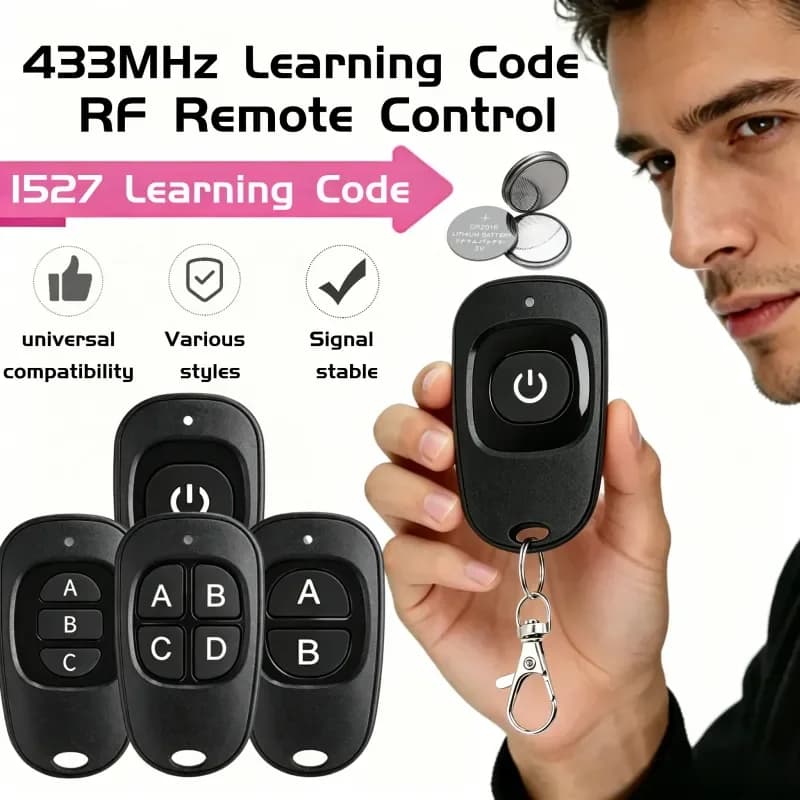 Telecomando 433MHz con Funzione di Apprendimento Codice 1527 EV1527 per Cancelli, Porte Garage, Allarmi e Ricevitori RF 433MHz