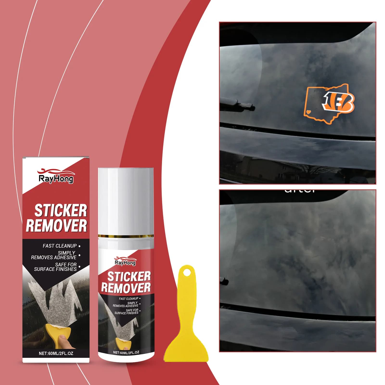 Il potente spray per la rimozione dell'adesivo automobilistico dissolve i residui appiccicosi delle decalcomanie della colla del rubinetto dal metallo, del vetro dell'auto, in plastica, include strumenti