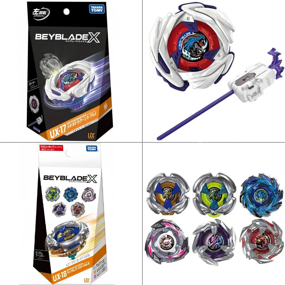 GENUINO TAKARA TOMY BEY X UX-17 Meteor Dragoon 3-70J BEY X UX-18 Booster Casuale Vol.8 BLADE CARD GIOCO DA BOARD GIOCO